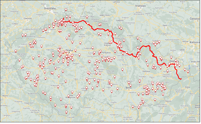 AMP mapa nalezená uhynulá prasata divoká v celé České republice k 20.5.