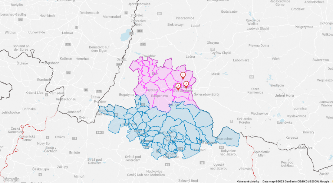 mapa pozitivní případy AMP k 2.1.2023