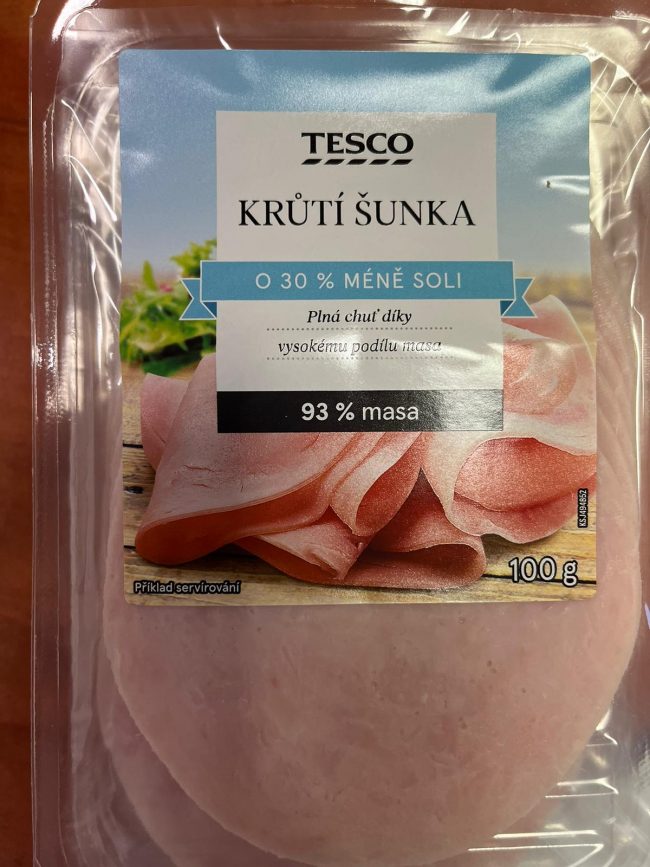 Krůtí šunka Tesco přední strana balení