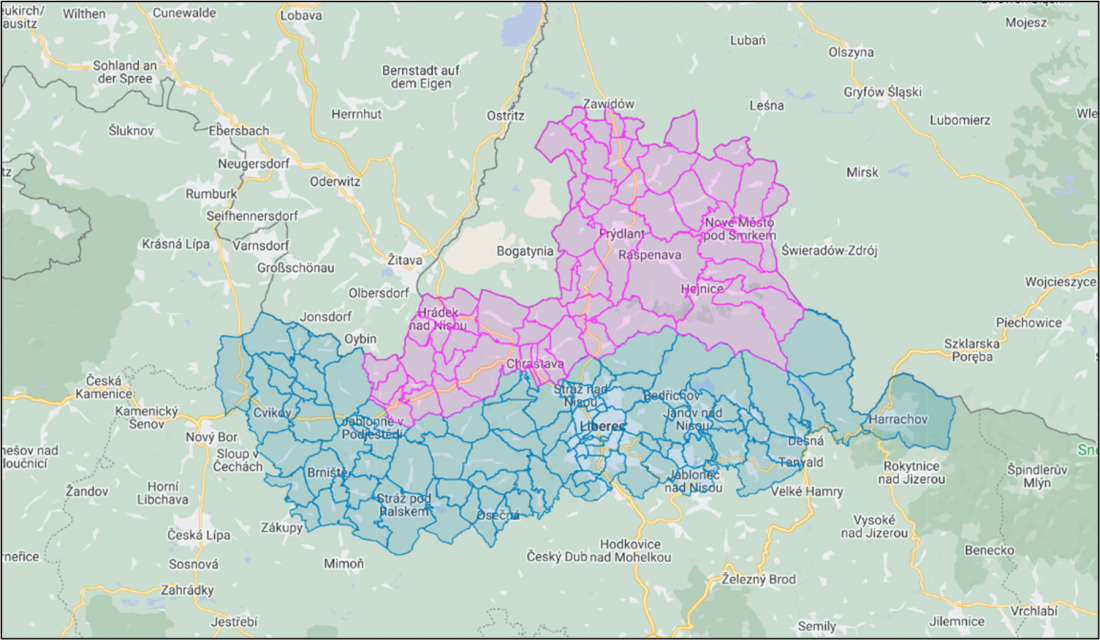 Současná mapa uzavřených pásem AMP