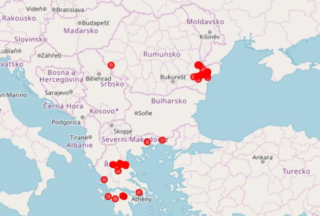 Mapa č. 1 Rumunsko Řecko