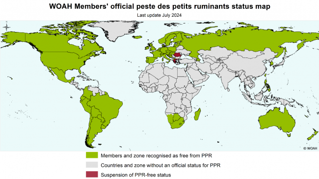 Mapa č. 4 Přehled zemí prostých moru malých přežvýkavců