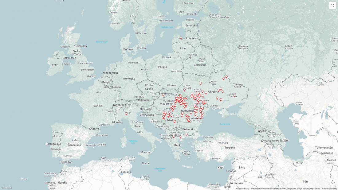 mapa č. 1 AMP u domácích prasat k 11.6.2025