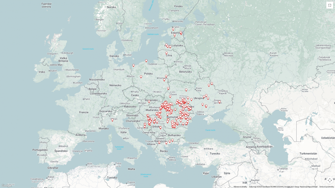 mapa č. 1 AMP u domácích prasat k 28.7.2025