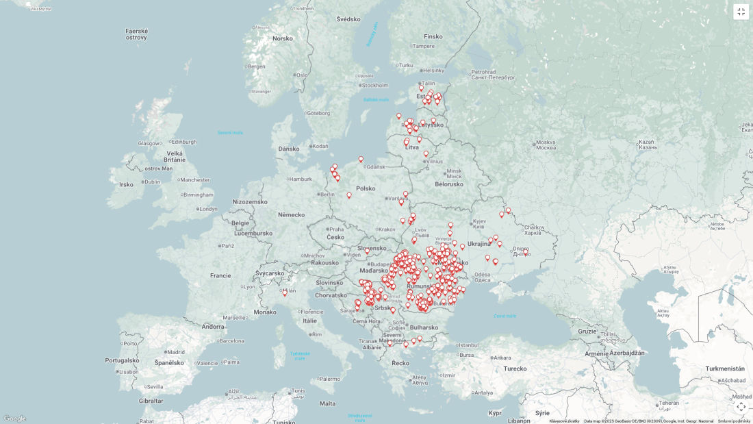 Mapa č. 1 AMP u domácích prasat k 3.11.2025