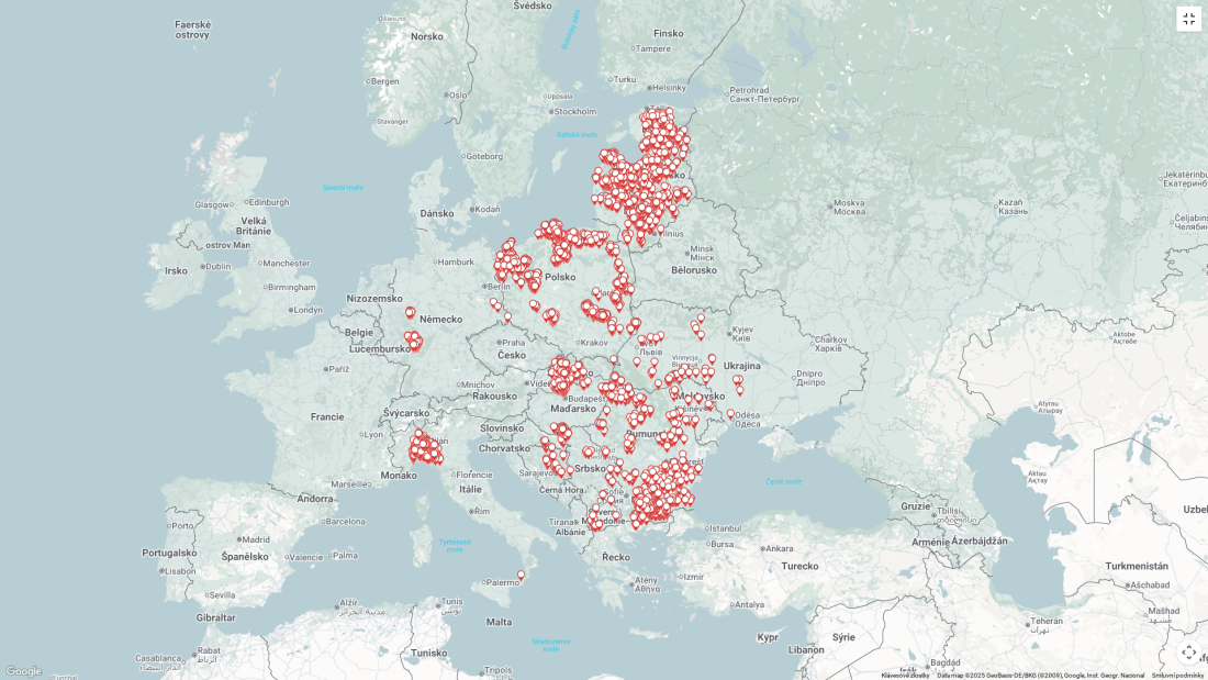 Mapa č. 2 AMP u prasat divokých k 3.11.2025