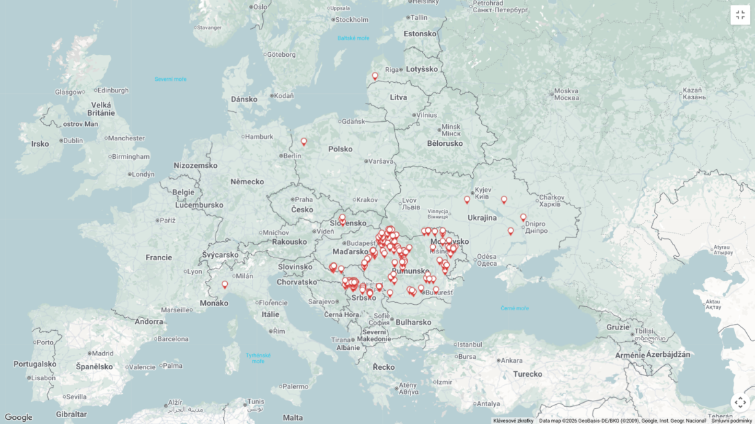 mapa č. 1 AMP u domácích prasat k 22.6.2026