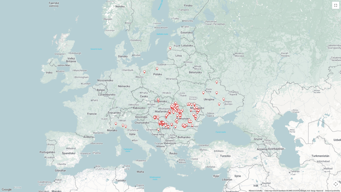 mapa č. 1 AMP u domácích prasat k 13.7.2026