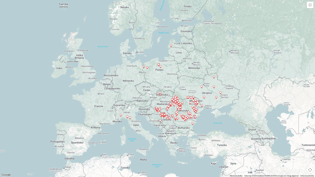 mapa č. 1 AMP u domácích prasat k 17.8.2026
